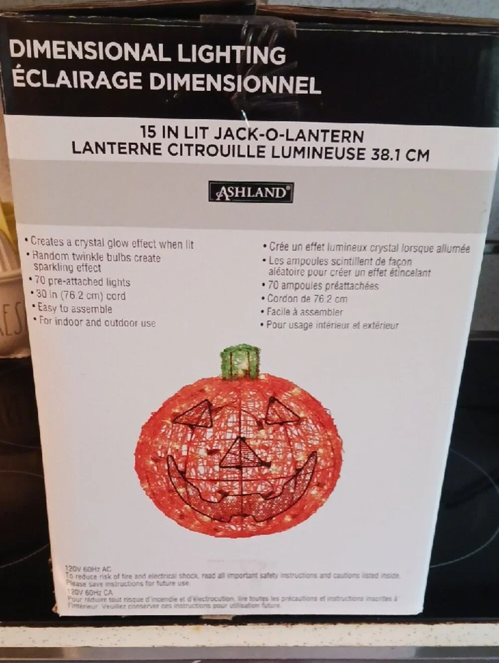 Stunning! Ashland Orange Woven Lit Jack-O'-Lantern Blinking Lights 🎃